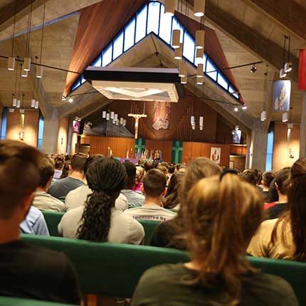 students in a church